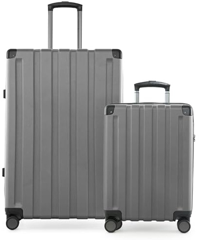 Hauptstadtkoffer Q-Damm - 2er Kofferset, Trolley-Set, TSA, Rollkoffer, Reisekoffer, (S & L), Silber