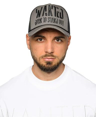 Wanted Trucker Cap | Festes Front-Panel & luftdurchlässiges Mesh | 60% Baumwolle, 40% Polyester | Premium Qualität | Schwarz, Einheitsgröße