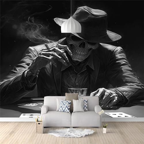 Fototapete 3D Effekt Gothic Kunst Horror SchäDel Wandbilder für Kinderzimmer - Hintergrund Wandgemälde - Vlies Fototapete 250 (B) x 175 (H) cm