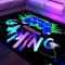 HOLAVIDA Neon Spiel Teppiche Gegend, 3D Schwarzlicht UV-Reaktiver Spiel Controller Teppich, rutschfeste Fluoreszierende Bodenmatte, Leuchtet im Dunkeln Spielmatte für Kinder Spielzimmer 180x120cm