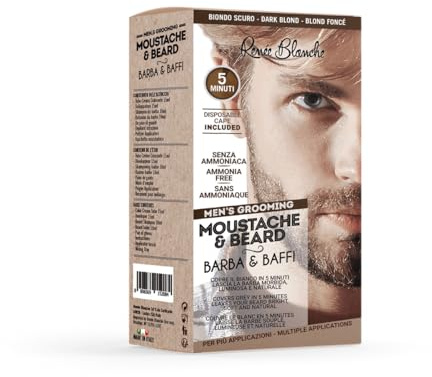 Trattamento Crema Colorante uomo men colore tintura barba e baffi senza ammoniaca con Collagene e Olio di Avocado Renee Blanche Biondo scuro