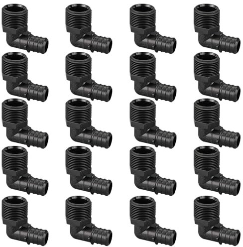 TMKOOL Poly-PSU Pex 1,9 cm x 1,9 cm NPT 90-Grad-Winkelgewinde-Adapter, Widerhaken, Crimpverschraubungen für PEX B-Rohre ASTM F2159, 20 Stück