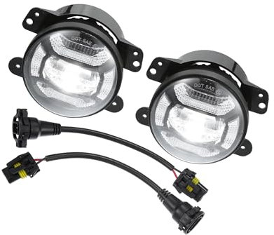 Motoforti 4 Inch LED Fog Light for Jeep Wrangler JK 2 Door 2007-2018 1 Pair Long-lasting