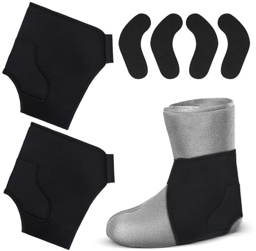 Syhood Ski Snowboard Boots Fitting Liner Sleeves with 4 Pcs J Bar Boot Fitting Pads, Ski Boot Foam Padding Ankle Wrap Boot Liner Inserts to Reduce Heel Lift Ankle Blisters, Size L, Black, us shoe size