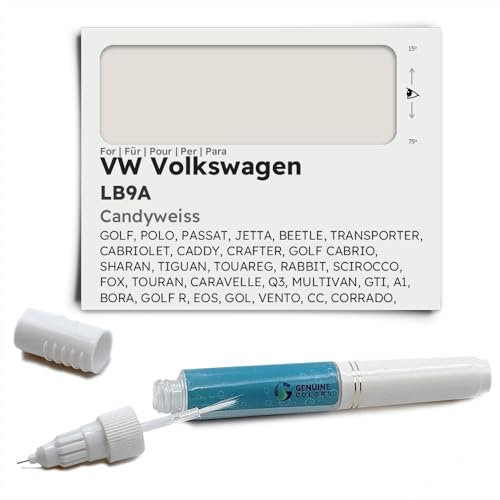 Genuine Colors Lackstift CANDYWEISS LB9A für VW Volkswagen Silber GOLF POLO PASSAT JETTA BEETLE TRANSPORTER CABRIOLET CADDY CRAFTER CABRIO SHARAN TIGUAN TOUAREG RABBIT SCIROCCO FOX TOURAN CARAVELLE Q3
