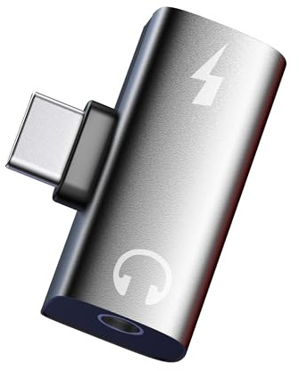 YipuVR USB C to 3.5MM Headphone and Charger Adapter for Meta Quest 3S Accessories, USB C Headphone Adapter with Charging, 2 in 1 Type-C to 3.5mm Audio Hi-Res with PD Fast Charge (Black)