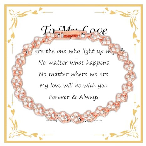 Eigso Womens Rose Gold Strass Bracelet bracelet 6MM Charm Link Bracelet pour femme