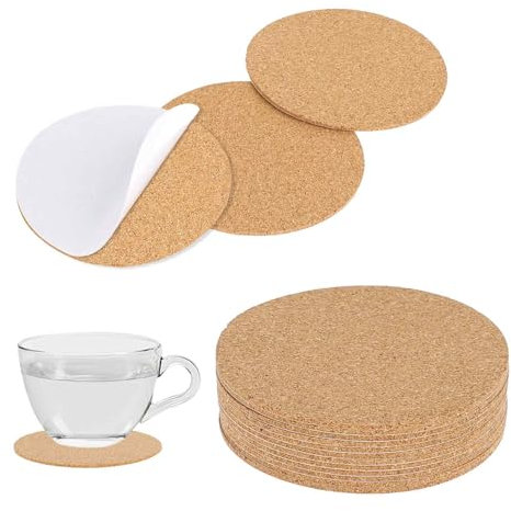 12 PCS Cork for Coasters, Self-Adhesive Cork Coaster Backing Round, 4 Inch Corks Mats for DIY Crafts Hot Pans Hot Water Cups, Protecting Tables and Floors for Decoration