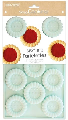 ScrapCooking - Moule Silicone 11 Tartelettes - Moule Biscuits - Apte Four & Congélateur - Pâtisserie Gâteau Enfant - Ustensile Souple - Recette Tartelettes Fraise - Vert d’Eau - 3183