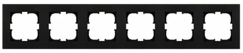 EXEN - Serie KARELL Rahmen 6-fach für Lichtschalter und Steckdose - Panel für Wandlichtschalter und Steckdosen - Schwarz Metallic - 438mm - K106/14E
