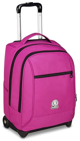Invicta Trolley Scuola Fisso New Benin Solid, Fucsia, 2 in 1, Doppio Uso, Trolley e Zaino, Zaino Scuola Viaggio, Ragazzo e Ragazza