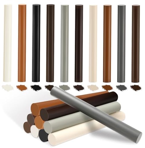 Ledebouk 10 Bastoncini di Cera per Riparazione Legno, Stucco per Legno, Kit 10 Colori Professionale Multicolore Set di Cera per Graffi, Fori e Crepe su Mobili, Parquet, Laminato e Porte