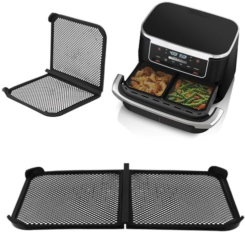 HOTUT 2 Pièces Grille Anti Projection pour Air Fryer Ninja 10,4 L AF500EU, Réutilisable Silicone Anti Eclaboussure pour Prévient Eclaboussures Graisse Protection Air Fryer (pliable)