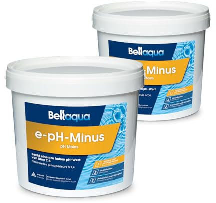 Bellaqua pH Moins Piscine 2 x 6 kg – Réducteur de pH Rapide – Granulés pour Piscine – Corrige pH Élevé et Stabilise l’Eau