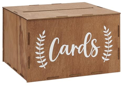 BENECREAT Hochzeitskartenbox Aus Holz 26.6x29.2x17.8cm Große Aufbewahrungsbox Aus Holz Für Karten Mit Schlitz Rustikale Geschenkkartenbox Für Hochzeit Empfang Abschlussfeier Geburtstagsparty