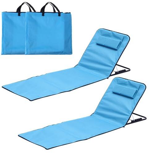 2 Stück Strandstuhl,Strandliege Klappbar Leicht,Bequeme Strandliege | Verstellbarer Liegestuhl mit Aufbewahrungstasche,Tragbare Sonnenliege für Strand, Camping & Garten,Platzsparend & stabil