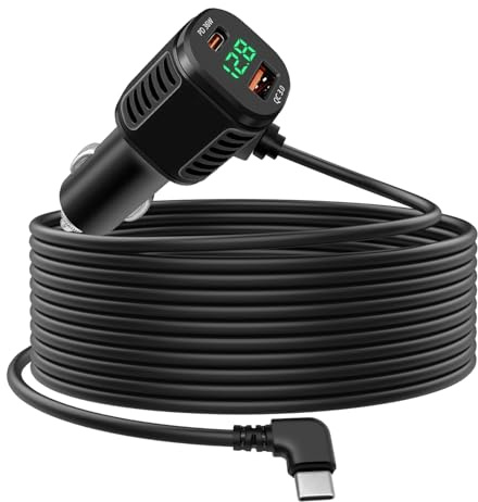Dexumodbk 3-Port Zigarettenanzünder USB Adapter Auto Ladegerät mit LED-Voltmeter, 60W PD & QC3.0 Schnellladung Kfz Ladegerät mit 3.5M USB-C Ladekabel, Kompatibel mit Phone