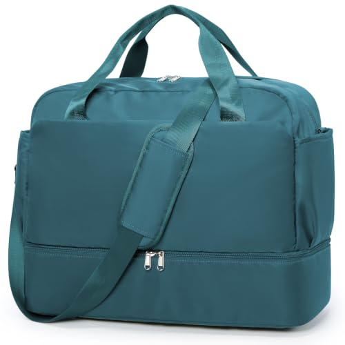 for Easyjet Airlines Underseat Cabin Bag 45x36x20 Weekend Overnight Carry on Holdall for Women Travel Duffel Sport Gym Tote Mum Hospital Bags with Wet Pocket,P4-Peacock Blue