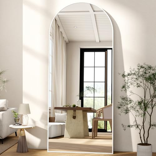 BEAUTYPEAK 165x60cm Bogen Ganzkörperspiegel, Gewölbter Standspiegel | Wandspiegel Groß mit Ständer, Hängend oder lehnend an die Wand, HD spiegel für Schlafzimmer, Wohnzimmer oder Home Decor, Weiß