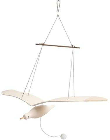 Toyvian Vogelförmiger Holz Deko Hänger mit Hanfseil Fein Verarbeitet und Sicheres Material Elegante Kinderzimmer und Badezimmerdekoration zum Aufhängen