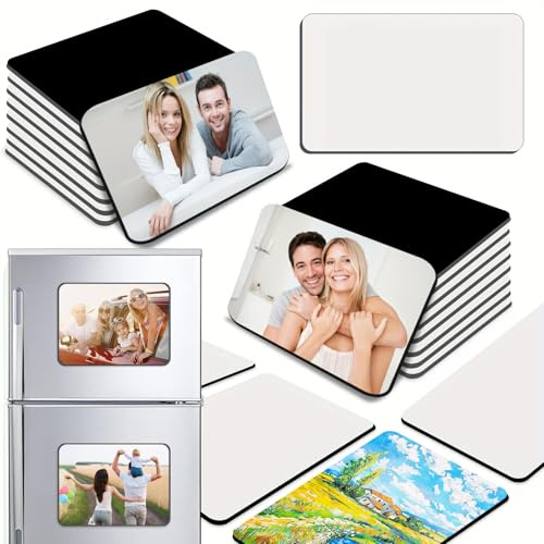 45 Pcs Sublimation Blank Fridge Magnets,Personalized DIY Decorative Magnetic Sticker,Sublimation Fridge Refrigerator Blank for Whiteboard Office Calendar Kitchen Home Decor(5.5x7.5CM)