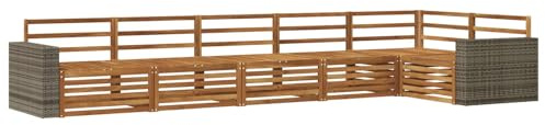 vidaXL Outdoor-Sofagarnitur 6 pcs Natur 402 x 172,5 x 73 cm, Patio-Sofa, langlebige Gartensitzmöbel, modernes Lounge-Set für Komfort im Freien