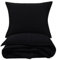 Carpe Sonno Biber Bettwäsche 240x220 cm Baumwolle - 3tlg Bettwäsche Winter - Set aus Deckenbezug mit Reißverschluss + Kissenbezug - Flauschige Winter Bettwäsche Flanell - Schwarz