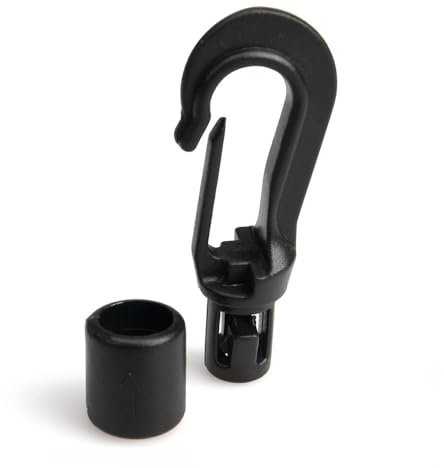 PARACORD PLANET Schwarze Bungee-Cord Endhaken - Wählen Sie aus 5 Stück, 10 oder 20 Stück - passend für 1/8 Zoll Durchmesser von Gummiseil, Bungee-Schnur, Widerstandsbänder