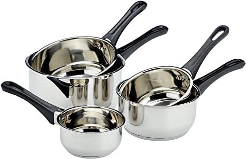 Kamberg - 0008076 - Set 5 Casseruola 12 / 14 / 16 / 18 / 20 cm - Acciaio INOX ALTA QUALITA - Manico anti Calor Bachelite nera - Tutti Fornelli y induzione