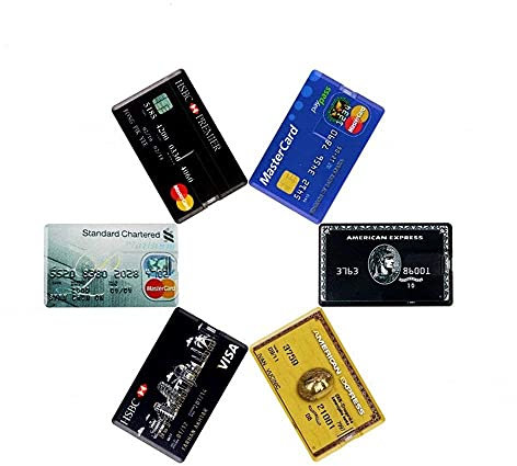 E.T. INSIDE™ 6 Stück USB Stick 32GB Wasserdicht USB Speicherstick Super Dünn Kreditkarte USB-Flash-Laufwerk Standard Chartered Visa