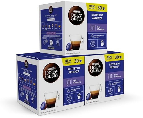 NESCAFÉ Dolce Gusto Espresso Ristretto Ardenza - Cápsulas de Café, 90 Cápsulas (3 x 30) - Intensidad 11 - Café arábica - Originales para cafeteras Dolce Gusto