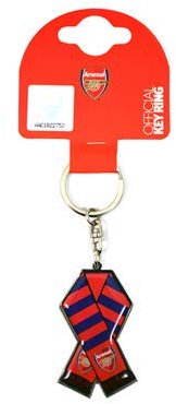 Official ARSENAL FC red and navy bar scarf design metal keyring