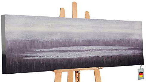 YS Acrylbilder auf leinwand handgemalt «Stille Ruhe» | Gemälde handgemalt für wohndecor Art Bilder acryl abstrakt | Acrylbild groß | Gemälde modern | Wand gemälde | Kunstbilder 150x50 cm