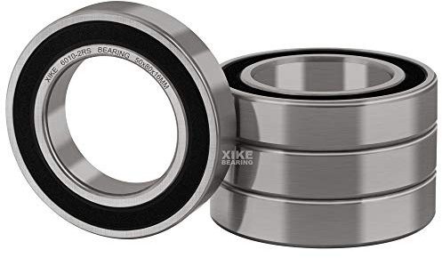 XiKe 4 Stück 6010-2RS Kugellager 50x80x16mm Gummi Doppeldichtung und Vorgeschmiert, 6010RS Chromstahl-Rillenkugellager.