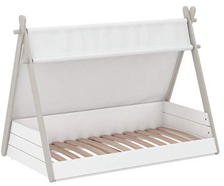Lit Enfant Cabane 70x140 cm en Bois Avec Sommier – Format Tipi fabriqué en Bois robuste et résistant à l’EAU – Peinture sans Métaux Lourds