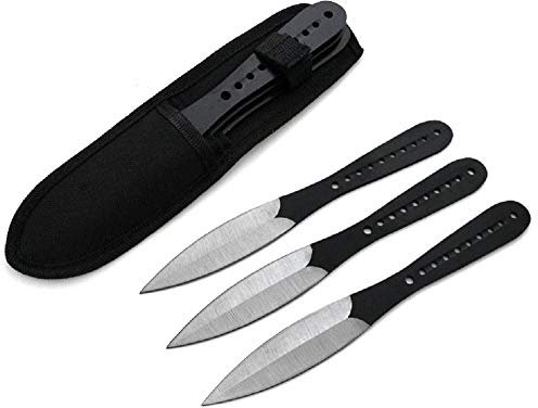 VIKING GEAR Vikings Wurfmesser Black Edition - Original Tomahawk schwarz - feststehende Klinge - Hunting Knife - Throwing Knife - Survival Ausrüstung - Jagdmesser Outdoor Holster