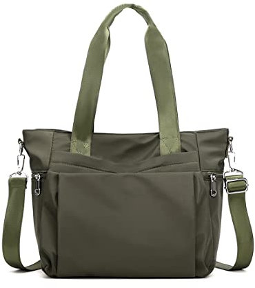 YANAIER Damen Handtaschen Schultertasche Wasserdicht Nylon Casual Multifunktionale Umhängetaschen Damen Hobos Schultertasche Shopper Tasche Armeegrün