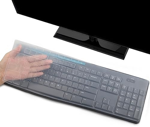 Keyboard Cover Skin Protector for Logitech MK295 MK275 MK270 Wireless Keyboard, Logitech K200 K260 K270 K275 K295 MK200 MK260 Ultra Thin Desktop PC Silicone Keyboard Cover-Clear