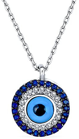 Bling Jewelry Amulette De Protection Spirituelle En Cz Bleu Turc Pavé Oeil Du Mal Collier Pour Femmes Pour Ados En Argent Sterling
