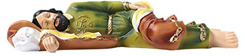 Dekofigur schlafender Heiliger Josef, 21 cm, Kunstharz, katholischer Heiliger Josef, Weihnachtsfigur, religiöse Krippe, Basteln, religiöse Geschenke, Dekoration, Sammeln