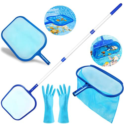 Laubkescher Pool,Pool Kescher,Poolkescher,Teich Kescher mit Teleskopische Pole,Bodenkescher Pool,Pool Kescher Set,Pool Tief Kescher,Poolreinigung für Schwimmbad,Aquarium,Spa
