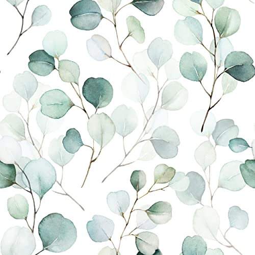 decomonkey Fototapete selbstklebend Tapetenrolle 10 m Tapete Vliestapete Deko Panel Modern Design Wanddeko Wohnzimmer Schlafzimmer Wandtapete | Natur Pflanzen Laub Blumen Grün Blätter Design Weiß