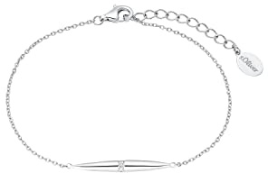 s.Oliver Armband 925 Sterling Silber Damen Armschmuck, mit Zirkonia synth, 17+3 cm, Silber, Kommt in Schmuck Geschenk Box, 2034978