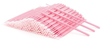 i-Laesh 200 micro pennelli – Microswabs per extension ciglia – Microbrush applicatori pennello – cotton fioc Qtips per occhi, dentali, ciglia, sopracciglia e cura della persona (rosa)