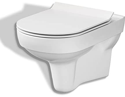 BADLAND Hänge WC New City CleanOn Spülrandlos Toilette Tiefspüler Set inkl. Slim WC-Sitz mit Soft-close Absenkautomatik und Schallschutzmatte