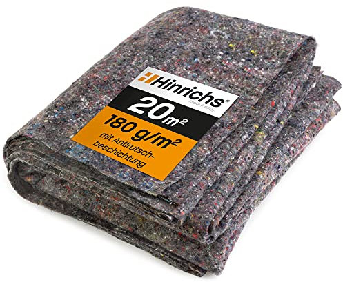 Hinrichs Malervlies 20m² 180g/m² - 4 Zuschnitte je 1x5m Maler-Abdeckvlies mit Anti-Rutsch Beschichtung - Abdeckfliesse für Boden - Allzweckvlies als Schutz für Boden, Treppen & Möbel