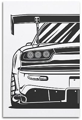 NOHF JDM Sportwagen-Poster für Mazda RX-7, Skizze, Kunst-Poster, Wandkunstdruck, Retro-Ästhetik, Raumdekoration, Bürodekoration, 20 x 30 cm, ungerahmt