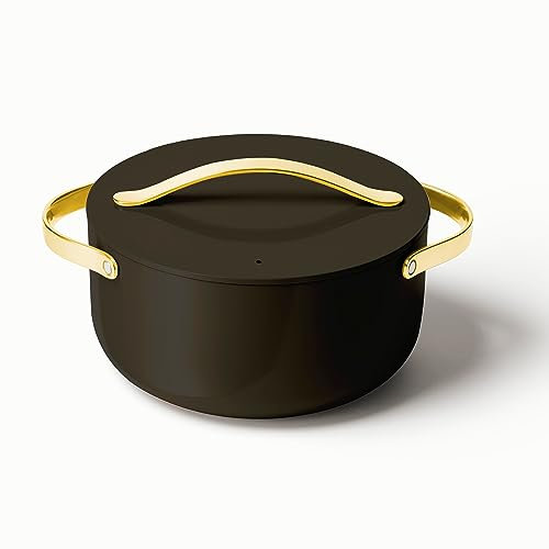 Caraway Dutch Oven Topf mit Deckel, antihaftbeschichtet, Keramik, 26,7 cm, ungiftig, PTFE- und PFOA-frei, ofenfest und kompatibel mit allen Herdarten (Gas, Elektro und Induktion), Schwarz