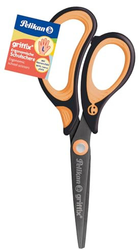 #3xPELIKAN Schulschere Griffix links 15cm n.black
