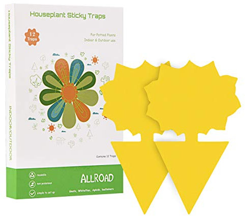 ALLRoad Yellow Sticky Trap Fruit Fly Insect Trap Fungus Gnat Killer for Indoor and Outdoor Plant Insect Catcher for White Flies,Mosquitoes,Fungus Gnats,Flying Insects 18 Pcs